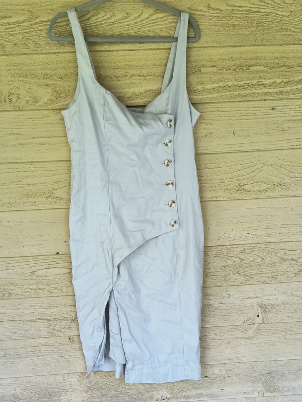 Anthropologie Women's Sleeveless Square-Neck Linen Button Wrap Midi Dress - Picture 2 of 7